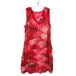 MADISON Womens M Tiered Ruffle Sleeveless Lace Back Floral Print Dress